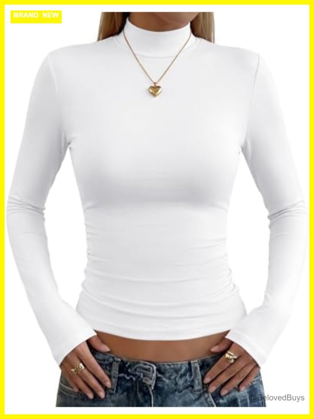 Womens Long Sleeve Mock Neck Slim Fit Stretch Lightweight Layering T-Shirt